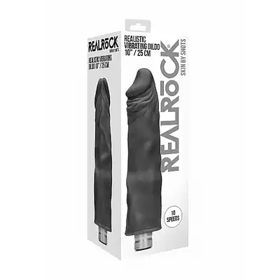 10" / 25 cm Realistic Vibrating Dildo - Black