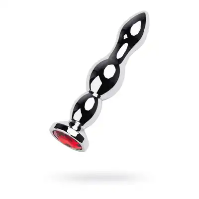 Toyfa - Silver Plug Red Gem. Podłużny plug analny z czerwonym kryształkiem 13,5 cm 