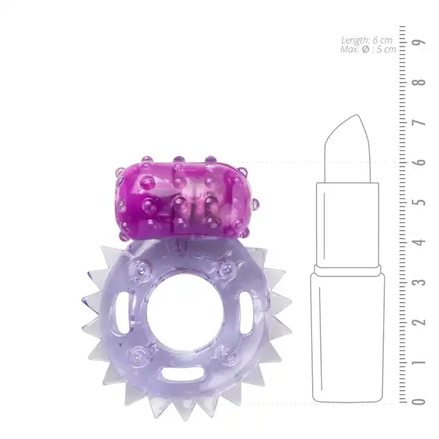 Easy Toys - Vibrating Cock Ring Purple Wibrujący ring z wypustkami