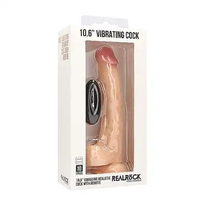 Vibrating Realistic Cock - 10" - With Scrotum - Skin