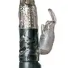 Easy Toys - Bunny Vibrator Black Wibrator z króliczkiem i ruchomymi kuleczkami