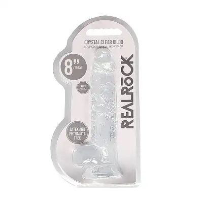 8" / 20 cm Realistic Dildo With Balls - Transparent