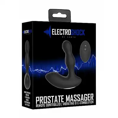 Remote Controlled E-Stim &amp; Vibrating Prostate Massager - Black
