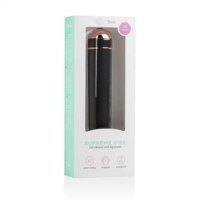 Easy Toys - Supreme Vibe Black - Klasyczny, gładki wyjątkowo elegancki wibrator 18 cm