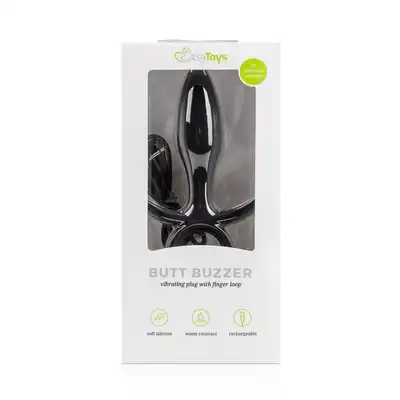 Easy Toys - Butt Buzzer Black Plug Idealny koreczek analny dla początkujących, który można używać pod prysznicem, 10 programów wibracji !