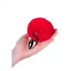 Toyfa - Metal Plug Rabbit Tail Red. Metalowy plug analny z czerwonym ogonkiem króliczka 