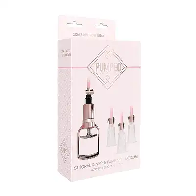 Clitoral &amp; Nipple Pump Set Medium - Rose Gold