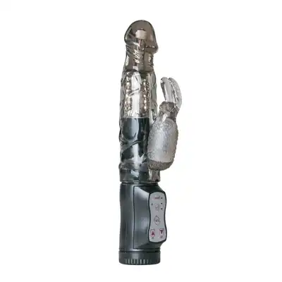 Easy Toys - Bunny Vibrator Black Wibrator z króliczkiem i ruchomymi kuleczkami