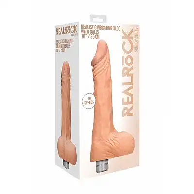 10" / 25 cm Realistic Vibrating Dildo With Balls - Flesh