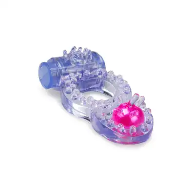 Easy Toys - Vibrating Cock Ring PUR/PNK Wibrujący ring z mega wypustkami- Super stymulacja!