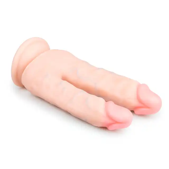Easy Toys - Double Dong  18 cm - Podwójne wyjątkowo realistyczne dildo 18 cm z przyssawką