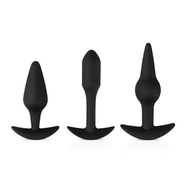 Easy Toys - Pleasure Kit Black 3x Zestaw 3 silikonowych wtyczek analnych różnej wielkości i kształtów HIT!