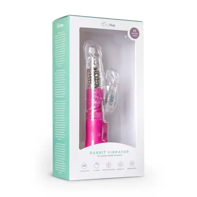 Easy Toys - Bunny Vibrator Pink Wibrator z obracającymi się kuleczkami i stymulującymi uszkami
