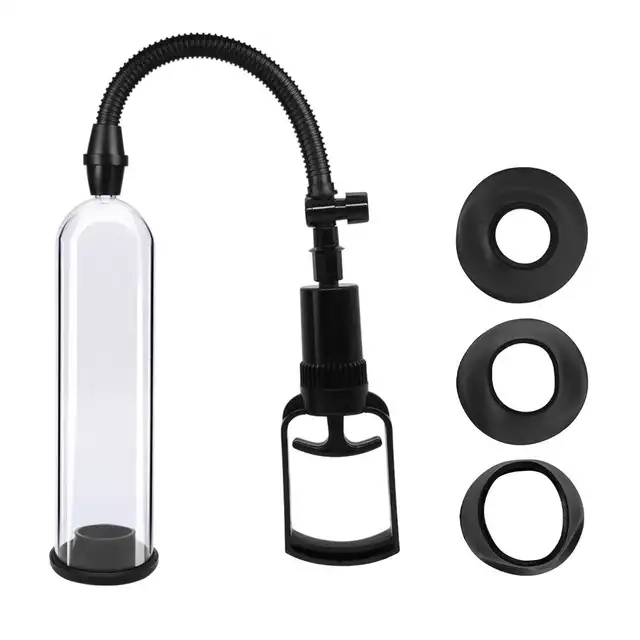 Boss Series - Pompka-Powerpump MAX 0.2 Black&amp;VClear Przezroczysta pompka do penisa z wygodnym uchwytem i 3 uszczelkami
