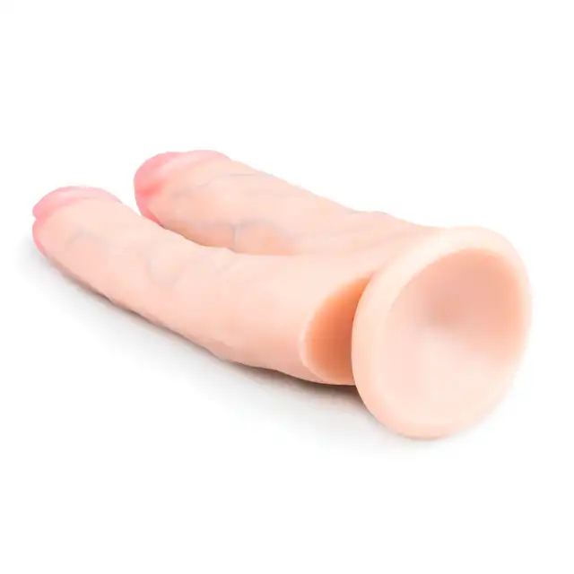 Easy Toys - Double Dong  18 cm - Podwójne wyjątkowo realistyczne dildo 18 cm z przyssawką