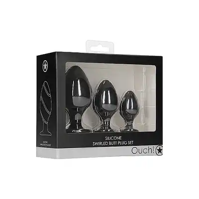 Swirled Butt Plug Set - Black