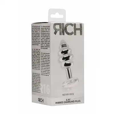 Ribbed Diamond Plug - 3.15 Inch - Silver
