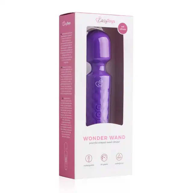 EasyToys Mini Wand Vibrator - Purple Magiczna różdżka 18 wzorów wibracji, ładowny na USB