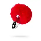 Toyfa - Metal Plug Rabbit Tail Red. Metalowy plug analny z czerwonym ogonkiem króliczka 