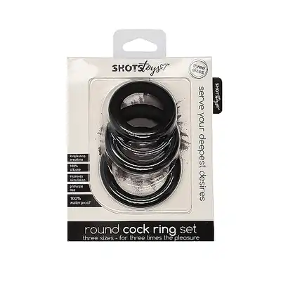 Round Cock Ring Set - Black
