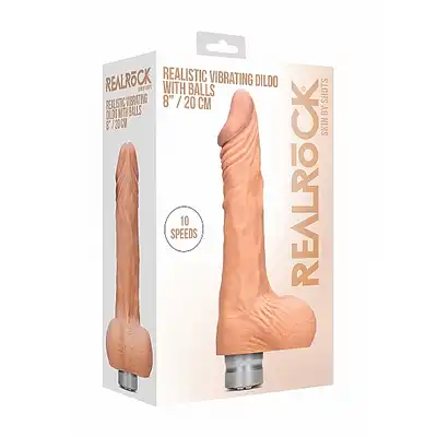8" / 20 cm Realistic Vibrating Dildo With Balls - Flesh