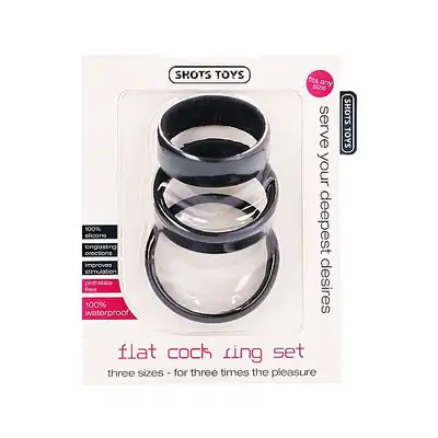 Flat Cock Ring Set - Black
