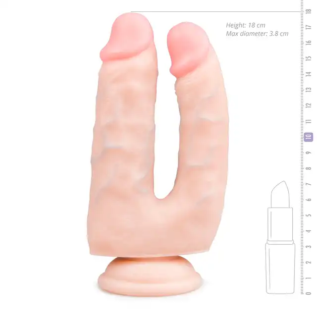 Easy Toys - Double Dong  18 cm - Podwójne wyjątkowo realistyczne dildo 18 cm z przyssawką
