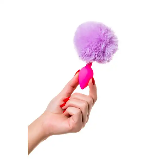 ToDo - Sweet Bunny. Różowy silikonowy korek analny z fioletowym ogonkiem króliczka 