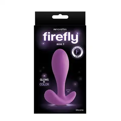NsNovelties - Firefly Ace Purple 9 cm. Świecący w ciemnościach silikonowy plug analny 