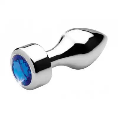 Booty sparks - Weighted Blue Gem Plug M - Srebrny korek z niebieskim kryształkiem. Rozmiar M