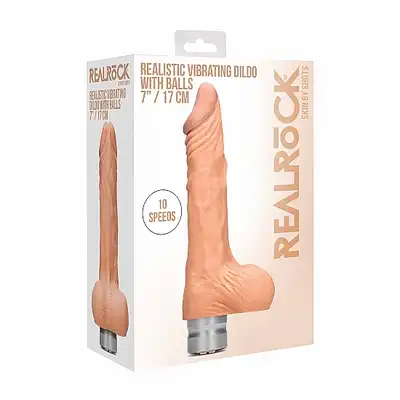 7" / 17 cm Realistic Vibrating Dildo With Balls - Flesh