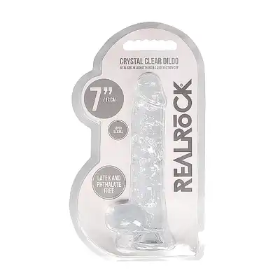 7" / 18 cm Realistic Dildo With Balls - Transparent