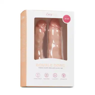 Easy Toys - Double Dong  18 cm - Podwójne wyjątkowo realistyczne dildo 18 cm z przyssawką