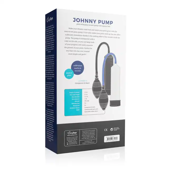 Easy Toys - Johnny Pump Blue Pompka powiekszajaca penisa 23 cm - przezroczysta z podziałką !