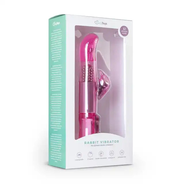 Easy Toys - Dolphin Vibrator Pink Wibrator z rotacyjnymi kuleczkami i stymulatorem w kształcie delfinka