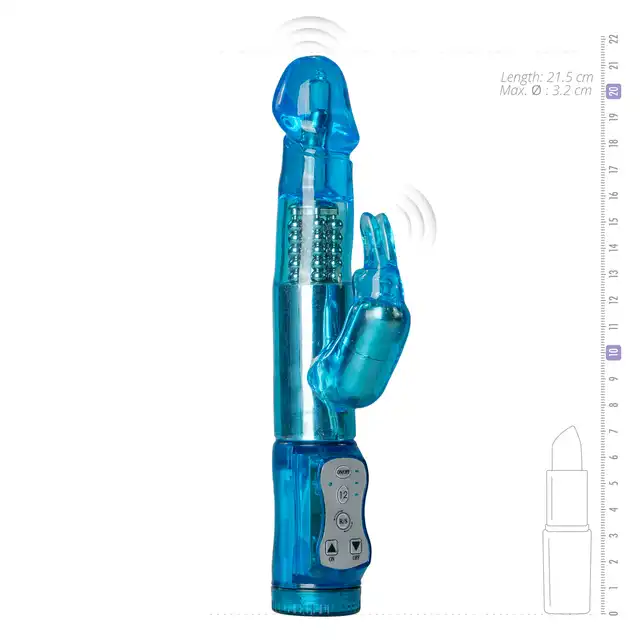 Easy Toys - Rabbit Vibrator Blue Wibrator króliczek z rotacyjnymi kulkami, 12 programów