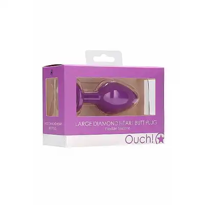 Diamond Heart Butt Plug - Large - Purple
