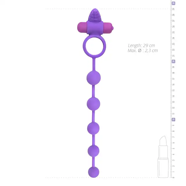 Easy Toys - Triple Pleasure Cock Ring ze stymulatorem łechtaczki i koralikami analnymi