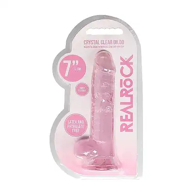 7" / 18 cm Realistic Dildo With Balls - Pink