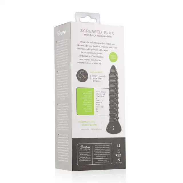 Easy Toys - Screwed Plug Black Wibrator analny o konstrukcji śruby. 10 różnych ustawień, ładowanie USB