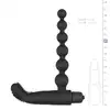 Easy Toys Beaded Buddy Vibrator - Black Wibrujący stymulator z elastycznymi koralikami analnymi i zewnętrznym stymulatorem krocza