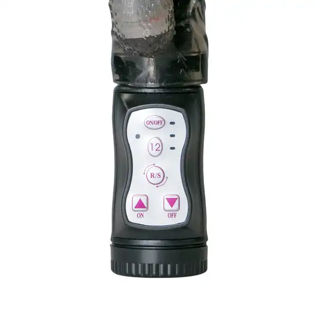 Easy Toys - Bunny Vibrator Black Wibrator z króliczkiem i ruchomymi kuleczkami