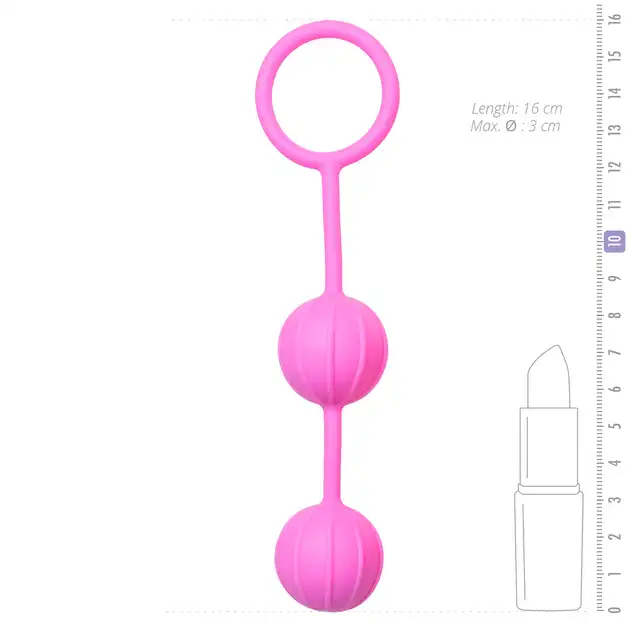 Easytoys Vertical Ribbed Geisha Balls Silikonowe kulki gejszy z prążkami dla dodatkowej stymulacji. Kolor rózowy