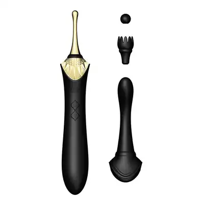 Zalo - Clitoral Bess Black USB. Luksusowy stymulator łechtaczki i punktu G, 3 nakładki. Mega design. 