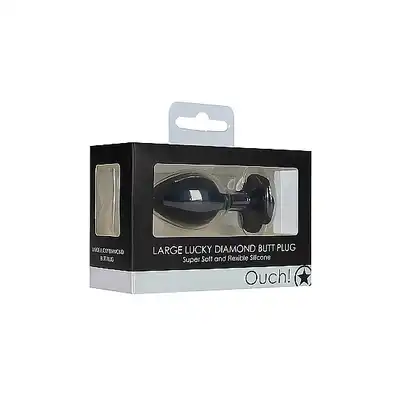 Large Lucky Diamond Butt Plug - Black