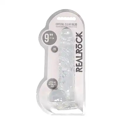 9" / 23 cm Realistic Dildo With Balls - Transparent