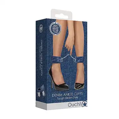 Kajdanki- Denim Ankle Cuffs - Roughend Denim Style - Blue