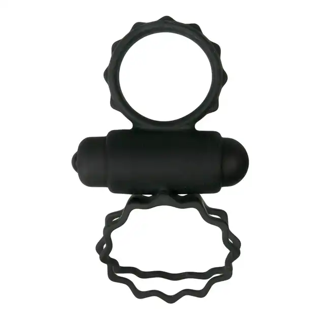 Easy Toys - Duo Cock Ring z wibracjami i stymulatorem łechtaczki. Kolor czarny