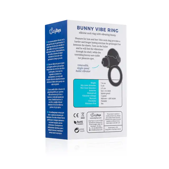 Easy Toys - Bunny Vibe Ring Ring z wibrującym króliczkiem w kolorze różowym !