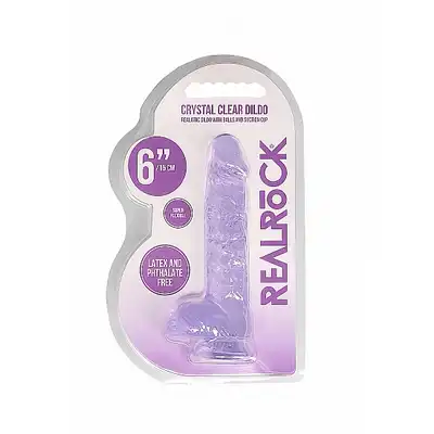 6" / 15 cm Realistic Dildo With Balls - Purple